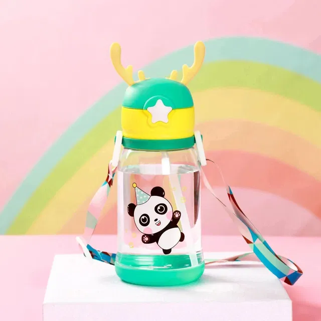 Modiza Deer Horn Cartoon Design Sipper Water Bottle for school Kids with Lock cap