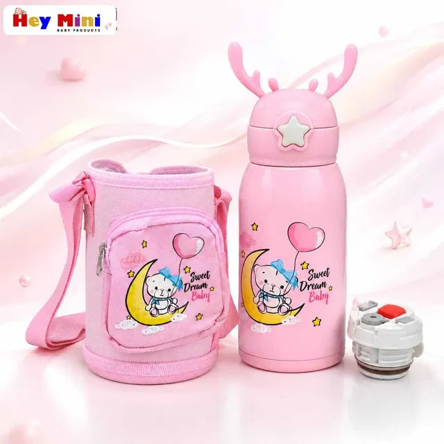 Goyoku Hot & Cold Straw Sipper Water Bottle For Kids Double Walled Vacum Insulated