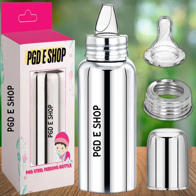 PGD Premium Stainless Steel Kids Baby sipper cup Feeding Bottle with Spout nipple
