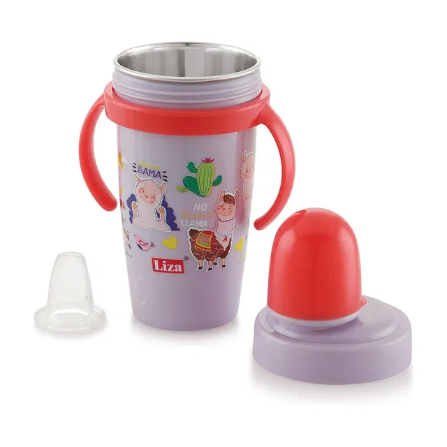 Nabhya Cute Cartoon Design Sipper Bottle For Kids With Sillicon Spout & Side Handle