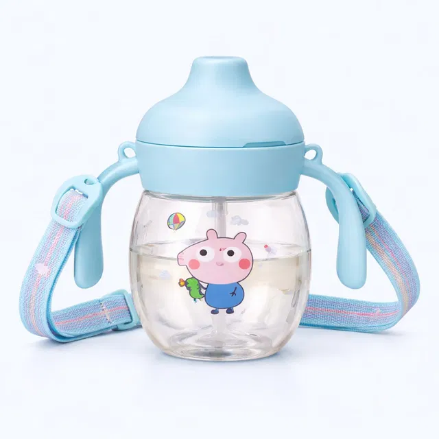 MOWBILLI Baby Training Sipper Cup 280 ml with Strap & Handles | Leak Proof | BPA Free