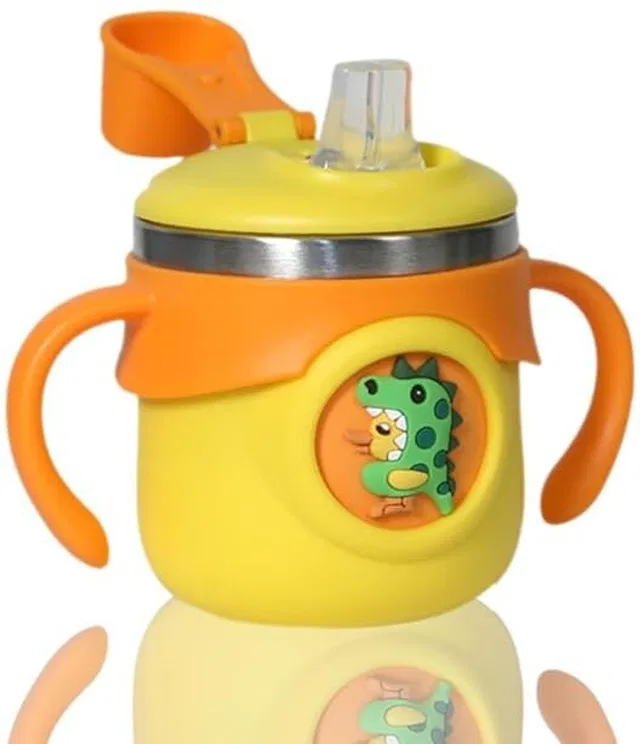 Chinmay Kids Baby Stainless Steel Milk Feeding Travel Baby Water Bottles With Straw for Kids