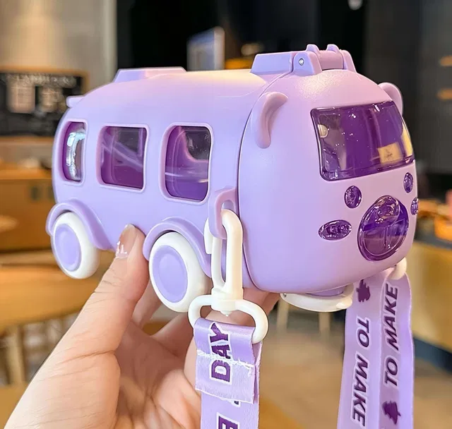 MHAX New 500ml-Cute Bear Portable Water Bottle Bus Shape Children's Water Bottle