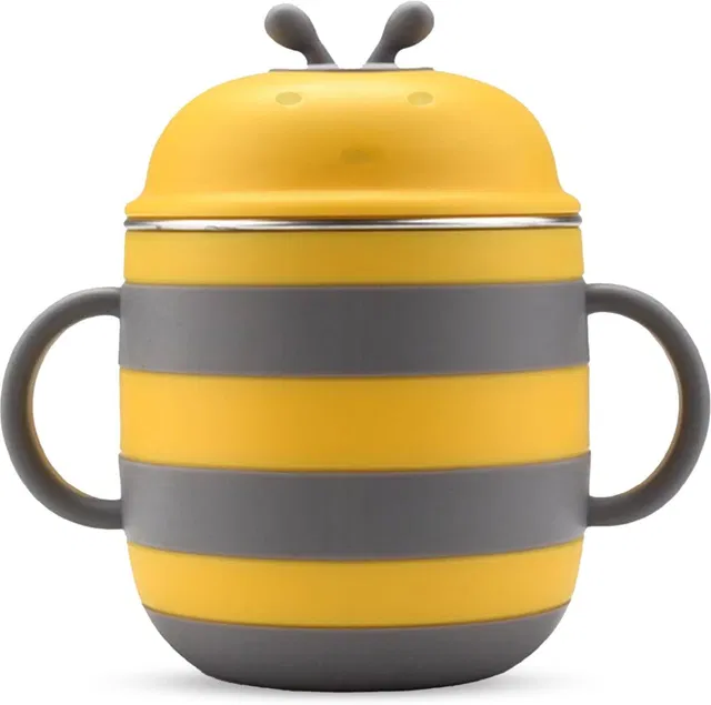ONE AND ONLY Baby Feeding Mug for Milk & Water, Stainless Steel Toddlers Bee Feed Cup 220ml