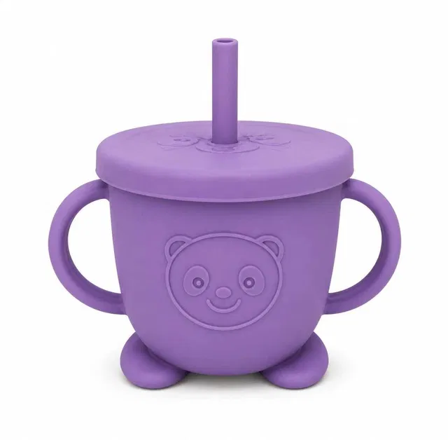 FIMIKU Baby Silicone Sippy Cup with Straw & Dual Handles | BPA Free Spill Proof 150 ml