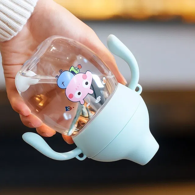 Cursive Letter_LY Baby Sipper/Sippy Cup 340ml, Anti-Spill Design |Soft Silicone Spout & Straw 6m+