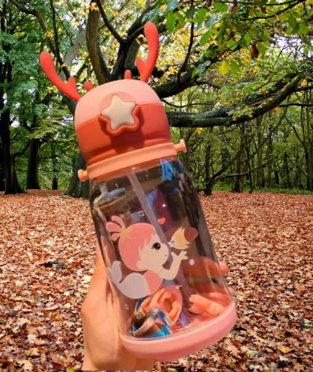 Vadhavan Deer Horn Kids School Sipper Water Bottle with Strap