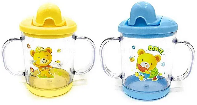 Kidsify Sipper Cup with Twin Handle for Easy Grip Anti Spill Sippy Cup with Spout for Baby & Kids Water/Juice Training Sipper BPA Free 200ML (Pack of 2)
