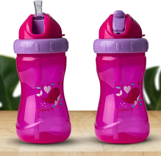 baybee Zoo 340ml Kids Sipper Bottle | Anti-Spill Design with Soft Silicone Straw