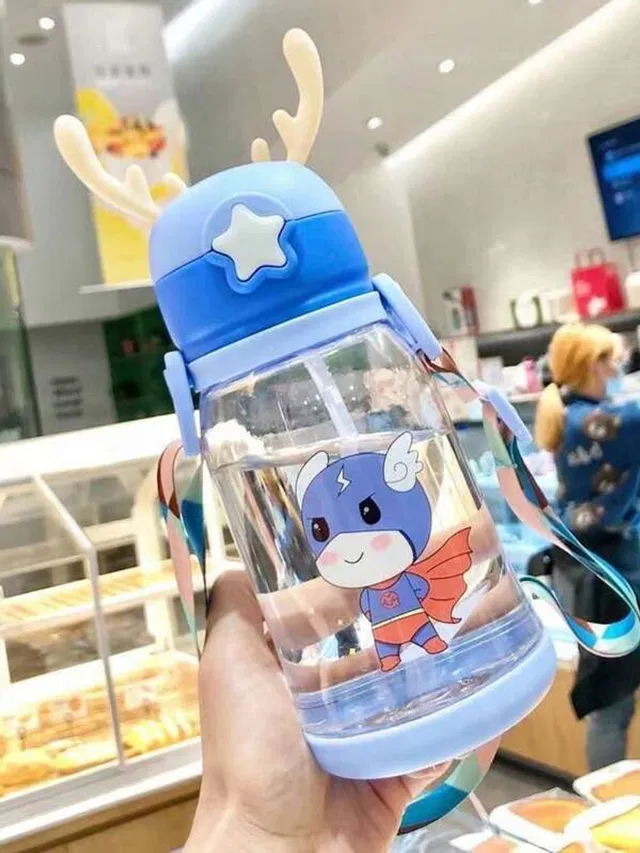 KAVANA Deer Horn Design Kids Portable Sipper Water Bottle Cartoon Print for Children 4