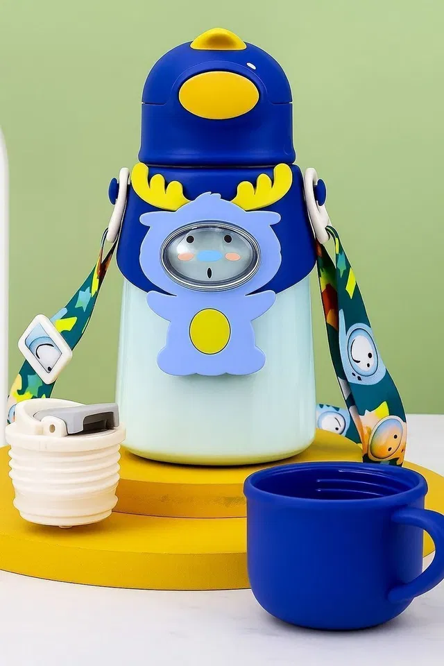 Magic Pebbles Hot & Cold Straw Sipper Water Bottle For kids Double Walled Vacuum Insulated 500