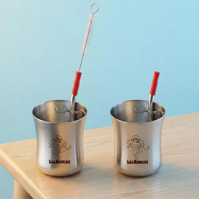 LiLLMONKiDZ Glass Tumbler with Straw Cleaning Brush & Silicon 150ml-2