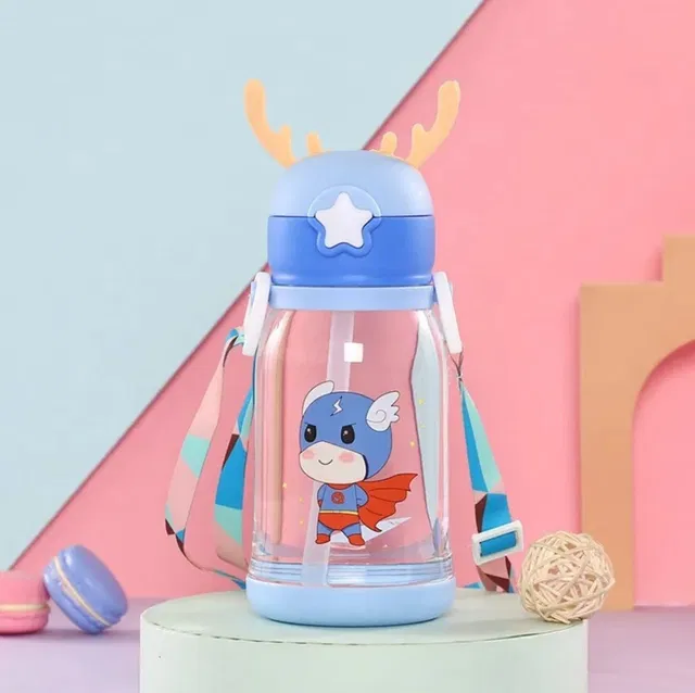 FLENGO; MADE FOR YOU Deer Horn Cartoon Design Sipper Water Bottle for school Kids with Lock cap