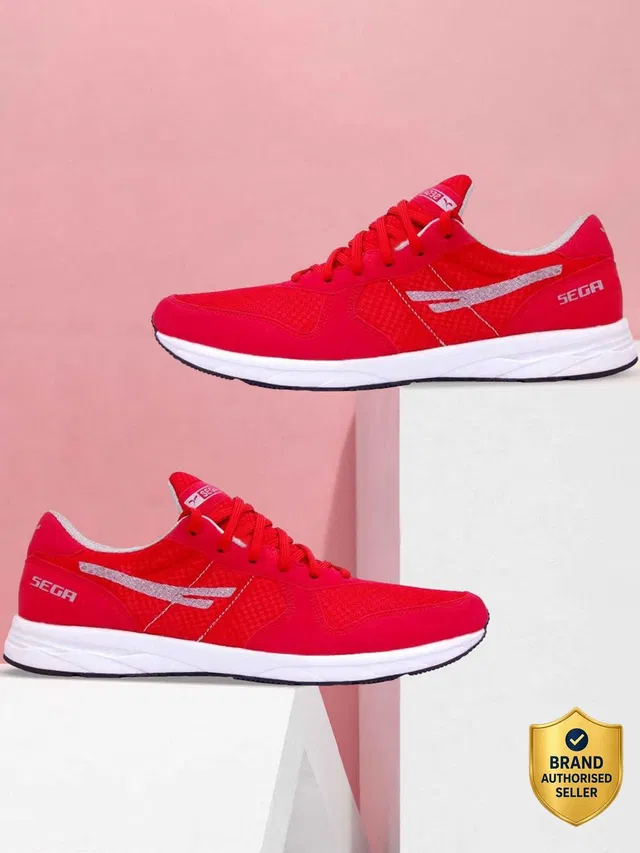 SEGA Multi purpose Red Marathon Walking Shoes For Men
