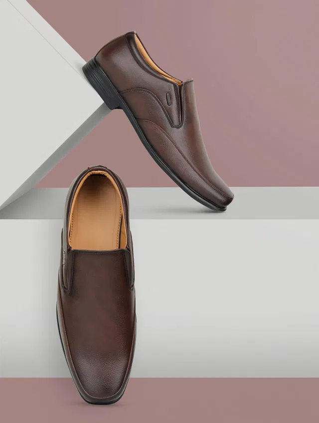 LIBERTY Fortune UVL-34 Non Lacing Formal Shoes PU Upper | Comfortable PVC Sole Derby For Men
