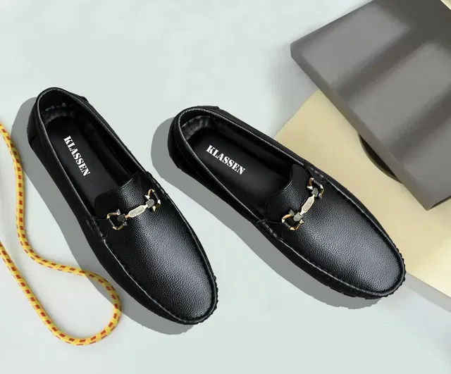 KLASSEN MEN MILD SYNTHETIC PARTY WEAR LOAFER SHOES(BLACK) Loafers For Men