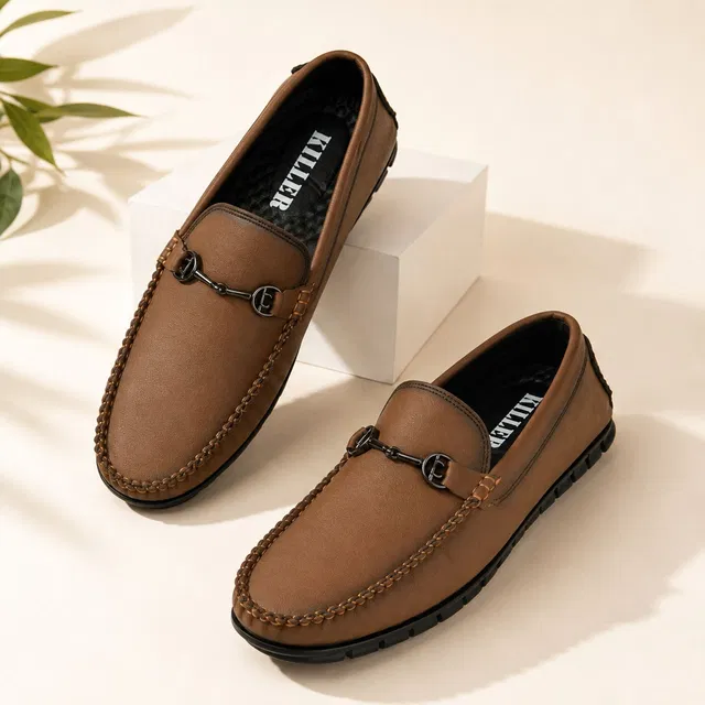 KILLER Men's Leather-Grain Slip-On Driving Loafers with AirMix Sole Loafers For Men