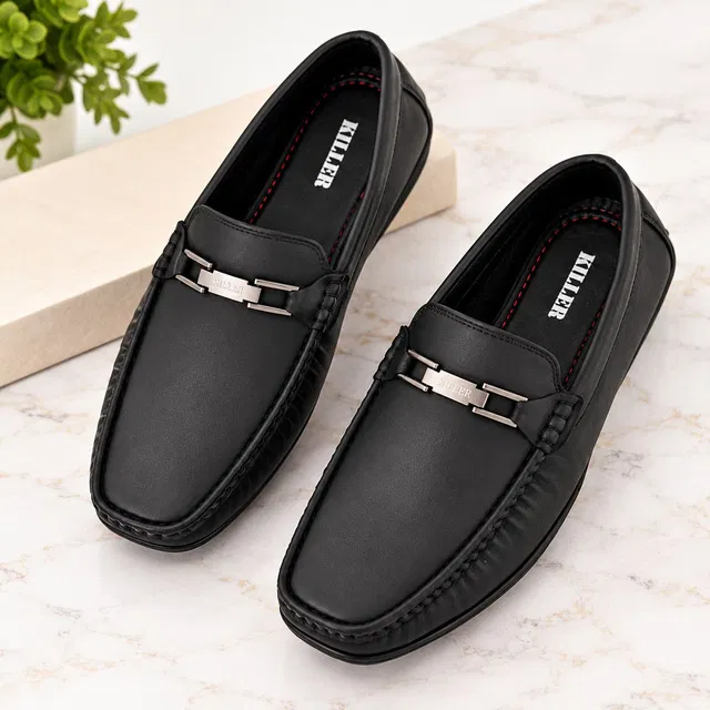 KILLER Men's Leather-Grain Slip-On Driving Loafers with AirMix Sole Loafers For Men