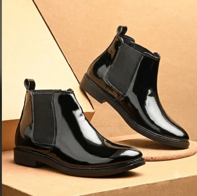 Pocy Shoes Black Slip-on Chelsea Boots For Men Boots For Men