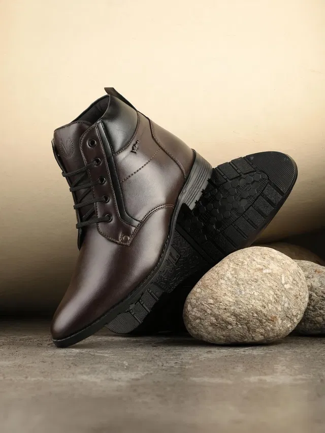 Vellinto Vellinto LEE-GRAIN Casual Mid-Ankle Synthetic Leather Boots For Men Boots For Men