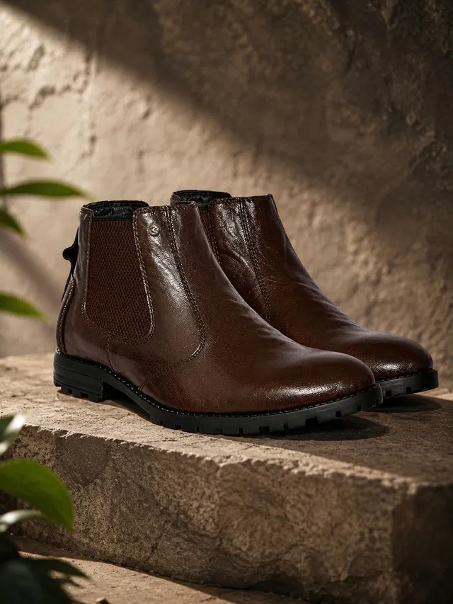 Allen Cooper Luxury Crumbled Genuine Leather Boots For Men