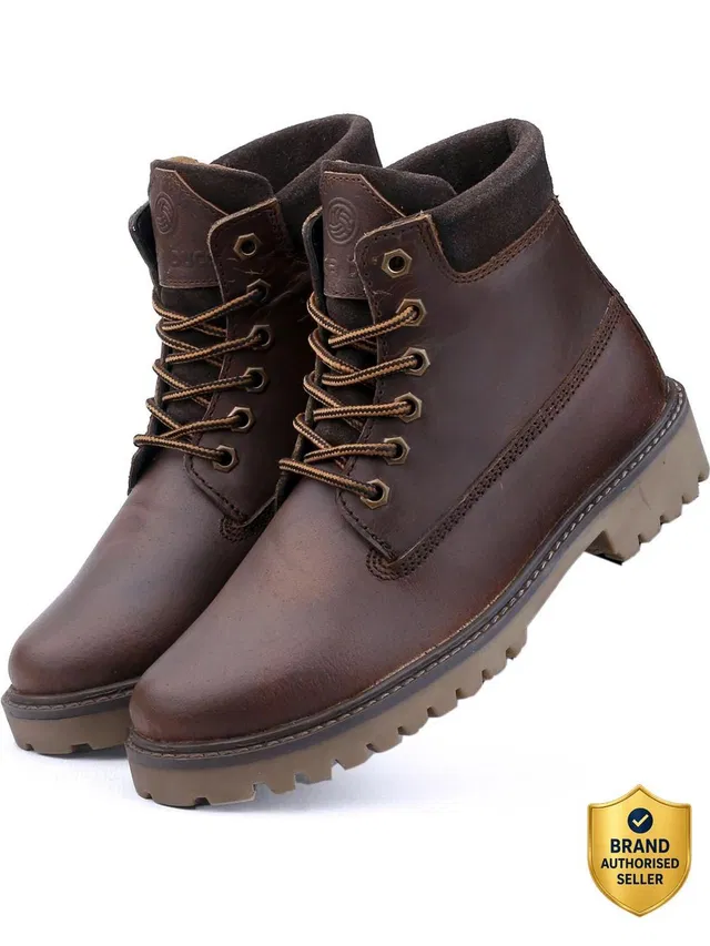 bacca bucci BULLET Leather Boots for Bikers Riders Trekking Trail & Hiking with Fur Lining Boots For Men