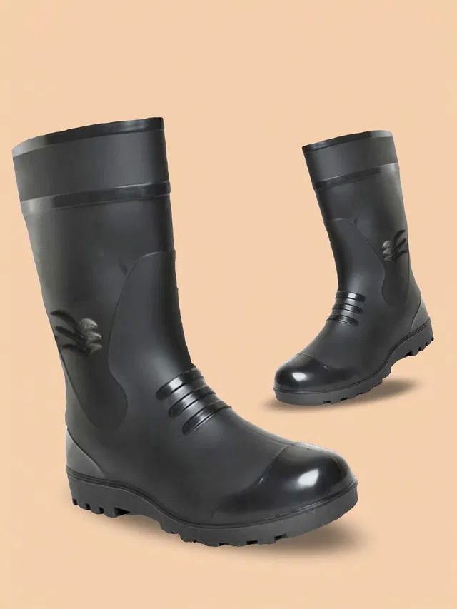 Elecant PVC Gumboots 12-inch Non-Metallic Toe, Oil And Water Resistant Boots For Men
