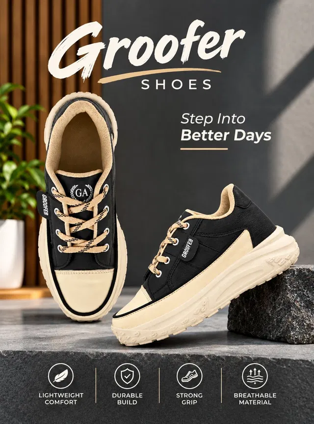 Groofer Casual Sneakers Black Shoes For Girls And Canvas Shoes For Women