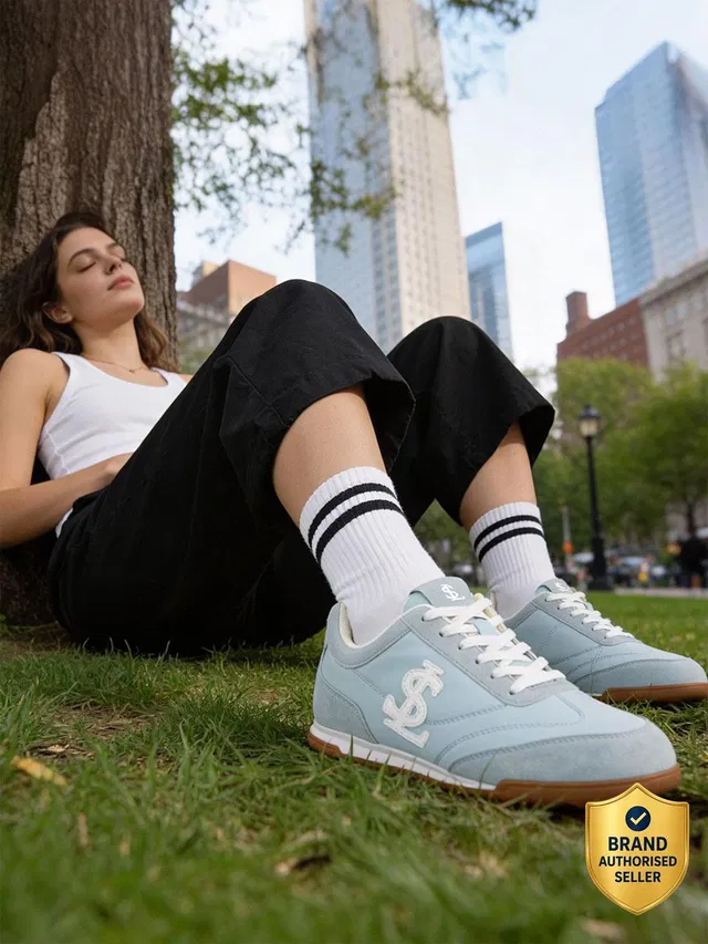 LOUIS STITCH Ice Blue Casual Sneakers, Women's Lightweight Lace-Up Shoes, LSD-SNK-NBL Sneakers For Women