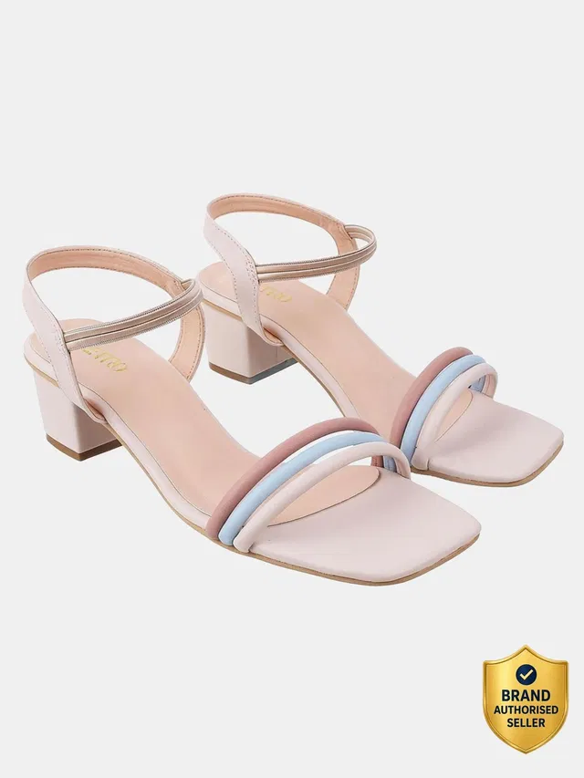METRO Beige & Peach Coloured Colourblocked Block Heels Women Heels
