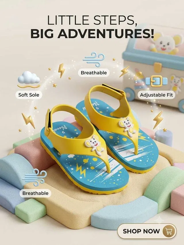 Phonolite Boys & Girls Velcro & Strap Slipper Flip Flop