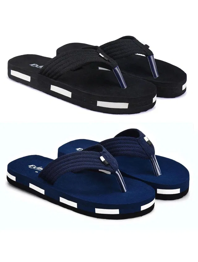 EVOK Men Mens Comfortable Trending And Stylish Multicolor Embozing Flipflop (Pack Of 2) Slippers