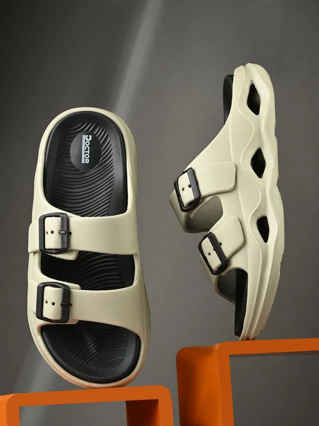 Doctor Health Super Soft Men EVA Double Strap Sandals|Adjustable Buckle|Lightweight Anti-Slip Slippers Slides