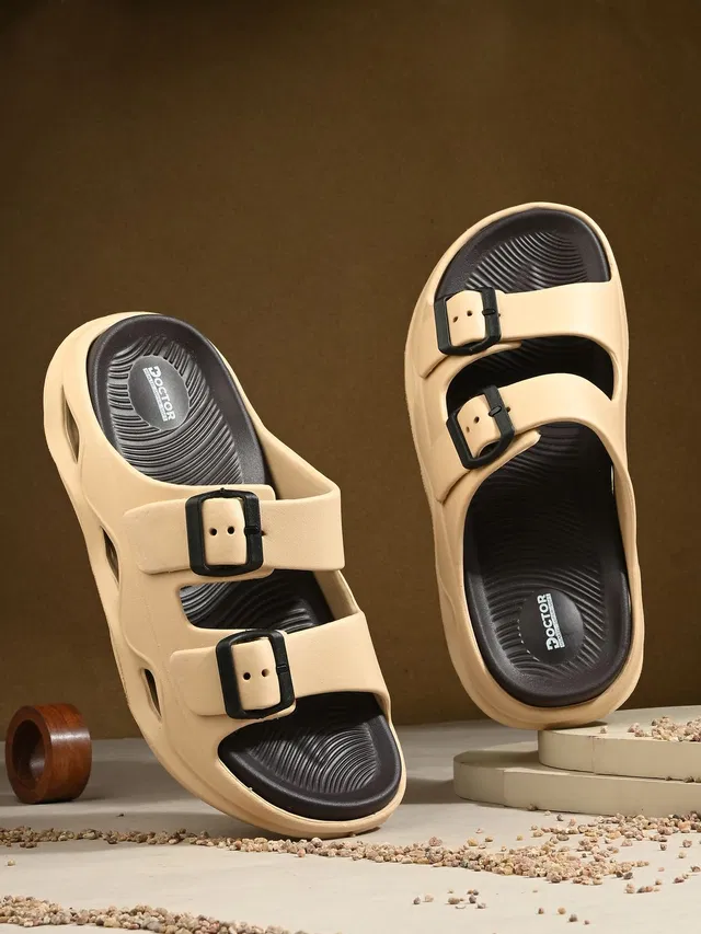 Doctor Health Super Soft Men EVA Double Strap Sandals|Adjustable Buckle|Lightweight Anti-Slip Slippers Slides
