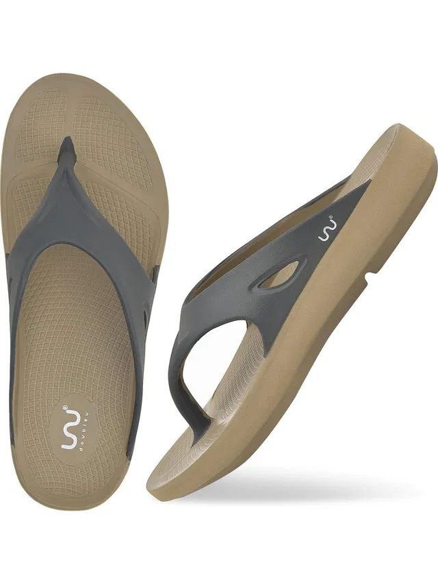 Doubleu Men Men Clasic V Shape Khaki+Grey Flip Flops
