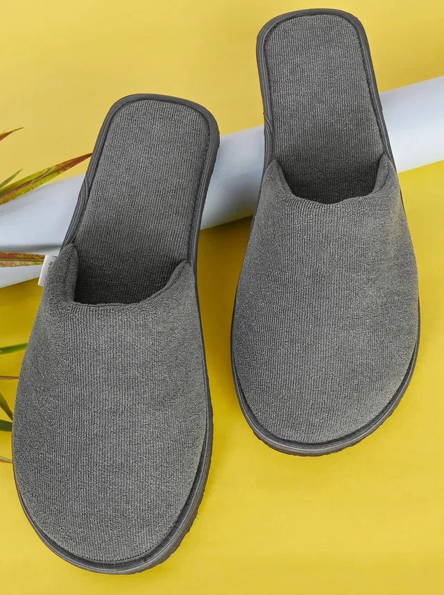 Mifuzi Men Home Slippers for Men Winter House Indoor Bedroom Room Warm Soft Cloth Chappal Slippers
