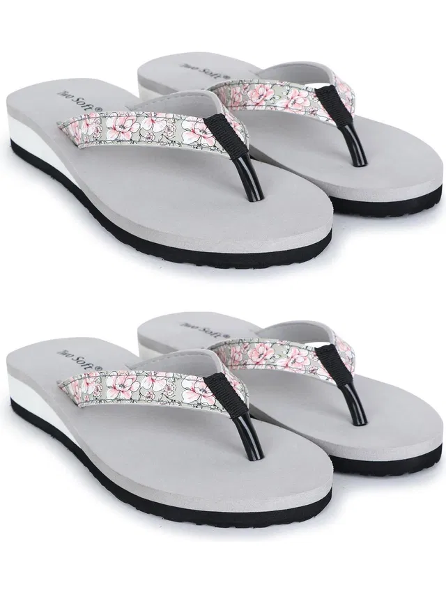 TWO SOFT Women Combo Pack Of 2 Women Slipper Stylish Casual Light & Soft Comfortable Daily Wear Slippers