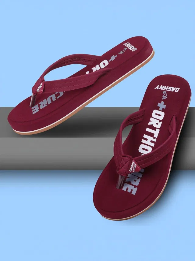 DASHNY Women Comfortable Soft Slippers & Flip Flops For Women (Maroon) Slippers
