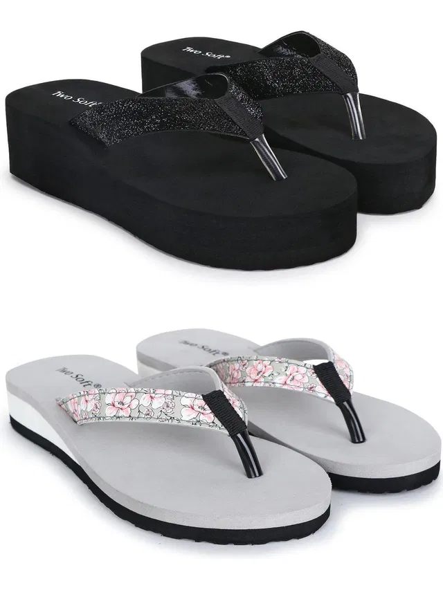 TWO SOFT Women Combo Pack Of 2 Women Slipper Stylish Casual Light & Soft Comfortable Daily Wear Slippers