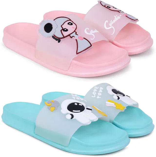 Pampy Angel Women Women Classic Trendy Flipflops, Slipper, Sliders, Chappal Combo Pack of 2 Slides