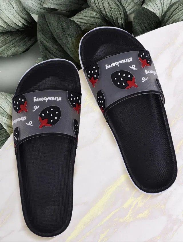 aadi Women Women's Black Synthetic Leather Daily Casual Slider Slides