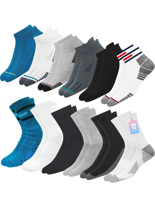 MXSOX Men Striped Ankle Length, Mid-Calf/Crew