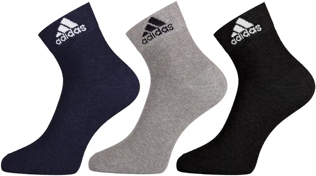 ADIDAS Original Cotton Flat Knit (AD-203) (Coll Navy/Grey Mel/Black) Men Color Block Ankle Length