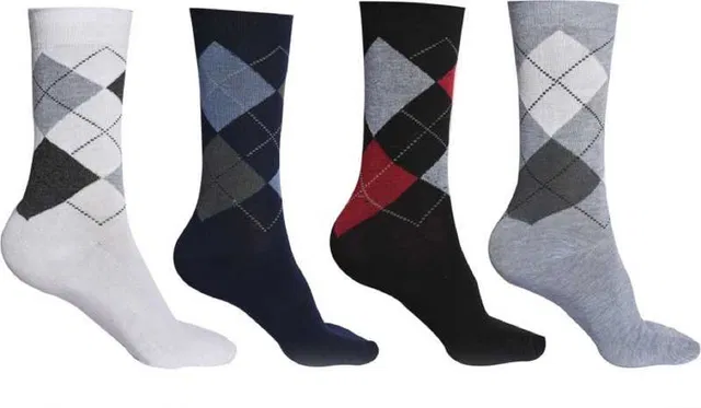 kiyo Men Checkered Mid-Calf/Crew