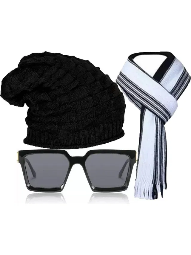 FLEXCY Embroidered, Self Design, Solid Beanie