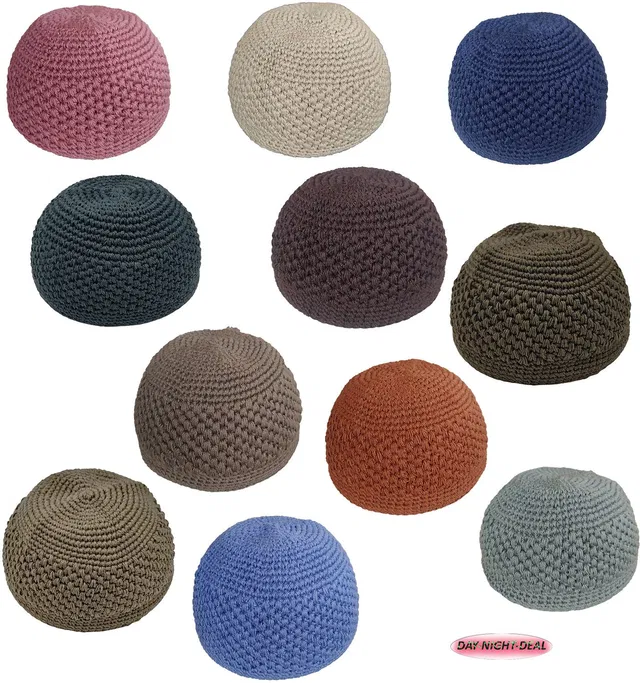 Day Night Deal Cap:: Indonesian Muslim Prayer Caps for Man, Namaz Beanie Skull Kulfi Topi Hat Solid Beanie