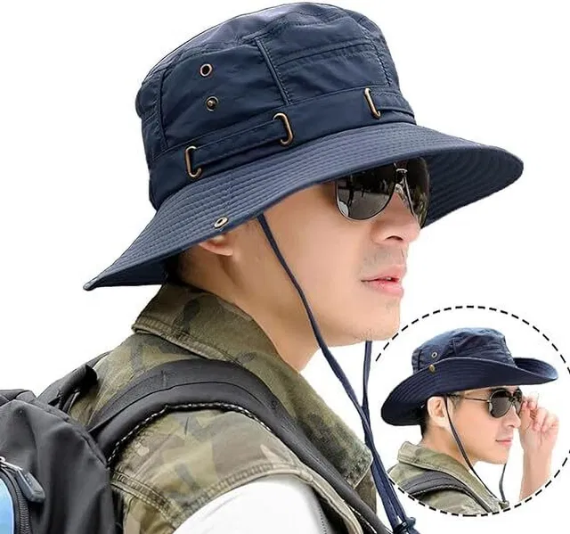 AlexVyan Casual Beach Hat SunVisor Hat for Gents UV Protection Wide Brim Summer Hat Cap