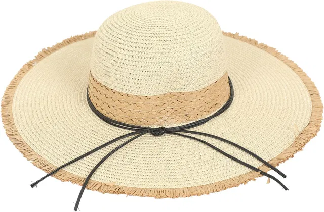 FabSeasons Natural Straw Beach Hat for Women - 11 cm Brim Sun Protection Cap