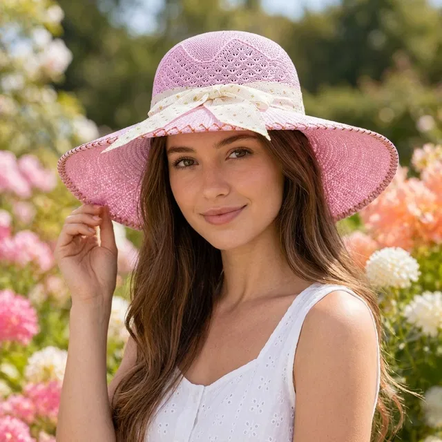 Trubliz Women’s Stylish Flower Sun Hat | Wide Brim UV Protection Beach Cap