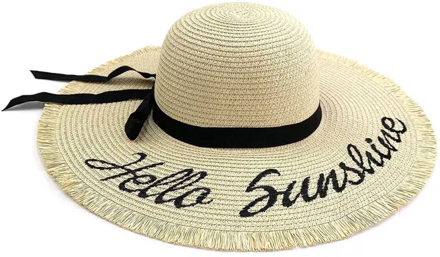 INFISPACE Women's Embroidered Straw Sun Hat| Ladies Wide Brim Vacation Beach Sunscreen Hat